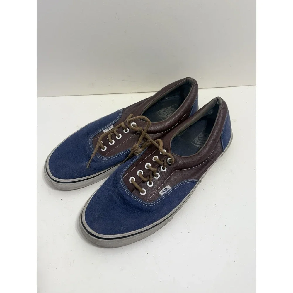 Vans Men's Era Leather Plaid Estate Blue Potting Soil‎ Boat Shoe Size 13